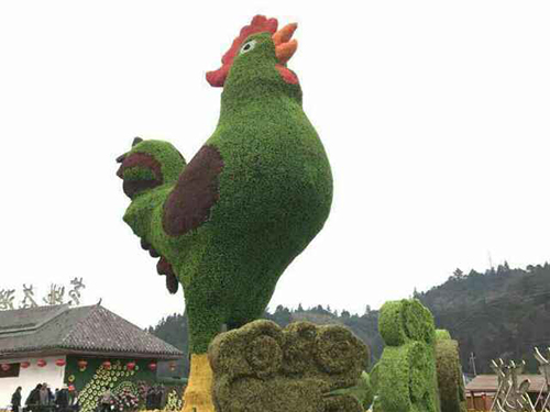 绿雕仿真植物公鸡工程...